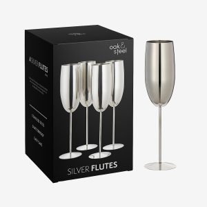 Oak & Steel - Champagneglas 4-pak - Sølvfarvet - Vinglas - - Homeroom