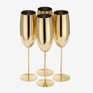 Oak & Steel - Champagneglas 4-pak - Guld - Vinglas - - Homeroom