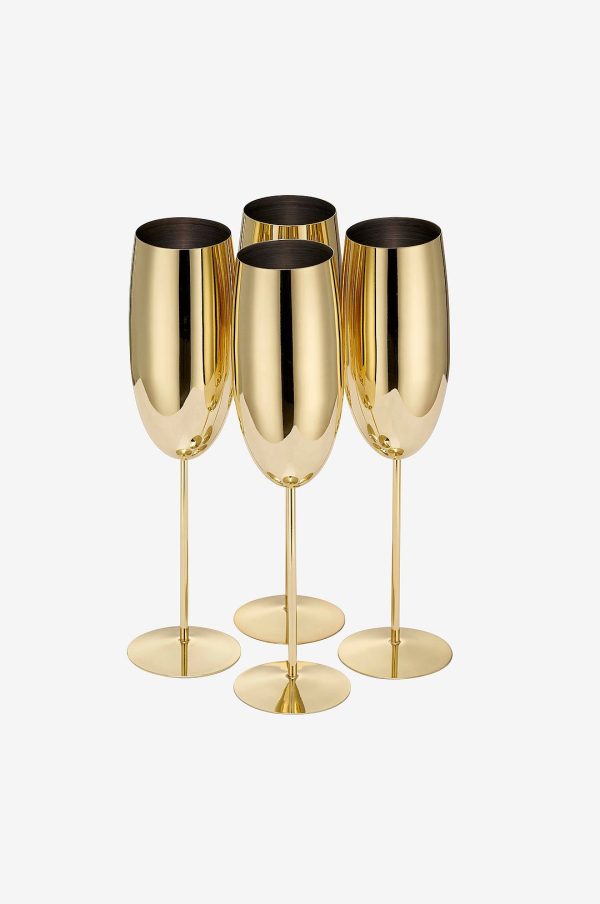 Oak & Steel - Champagneglas 4-pak - Guld - Vinglas - - Homeroom