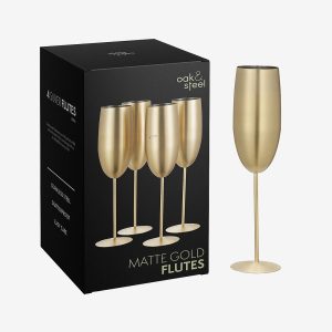 Oak & Steel - Champagneglas mat 4-pak - Guld - Vinglas - - Homeroom